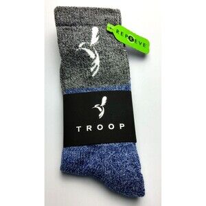 Troop Unisex Crew Socks ~ Repreve Midnight Blue Gray ~ Sustainable ~ One Size